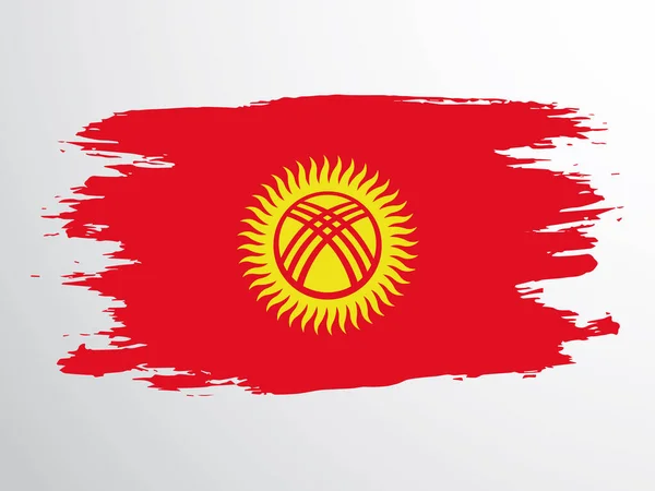 Kirgizisztán Vektorzászló Ecsettel Rajzolva Kirgizisztán Vektorlobogója — Stock Vector