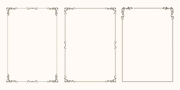 Girdap ve yapraklı vektör çerçeveleri. Kaligrafik çerçeveler kümesi