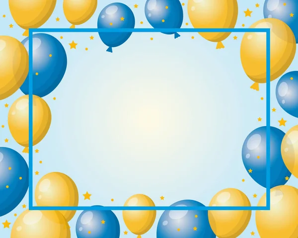 Vektorhintergrund Mit Gelben Und Blauen Luftballons Hintergrund Mit Luftballons — Stockvektor