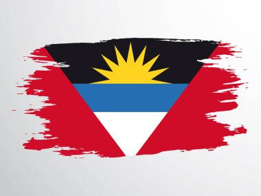 Antigua ve Barbuda bayrağı bir fırçayla boyanmış. Antigua ve Barbuda 'nın vektör bayrağı.