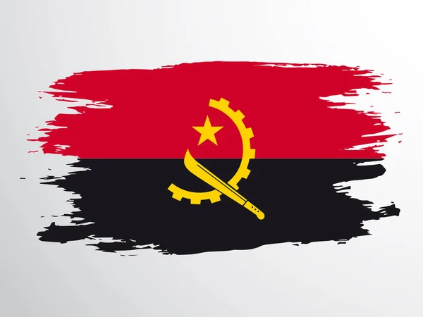 Angola Zászlaját Ecsettel Festették Angola Vektorlobogója — Stock Vector
