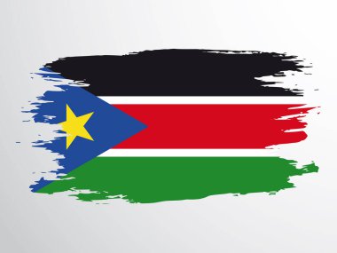 Güney Sudan bayrağı bir fırçayla boyanmış. Güney Sudan 'ın vektör bayrağı.
