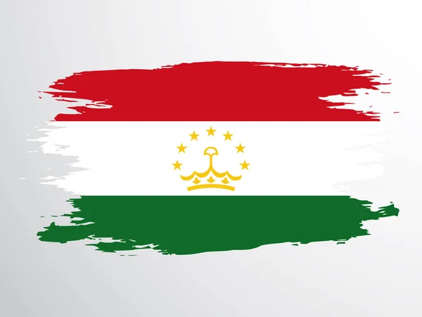 Tádzsikisztán Zászló Festett Ecsettel Tádzsikisztán Vektorlobogója — Stock Vector