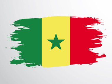 Flag of Senegal painted with a brush. Senegal vector flag. clipart