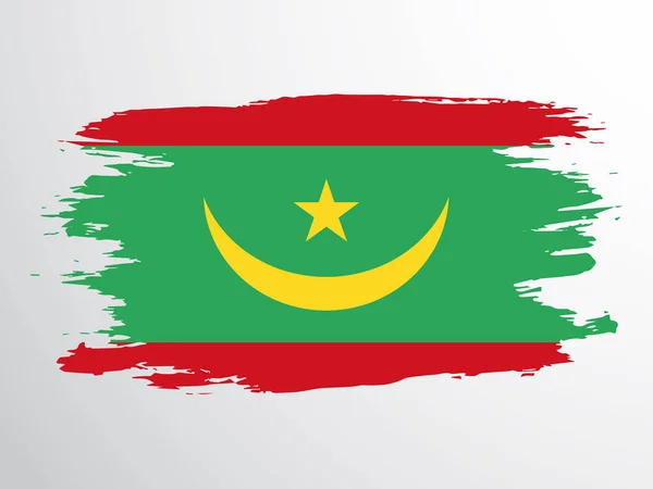 Mauritánia Zászlaját Ecsettel Festették Mauritánia Vektorlobogója — Stock Vector