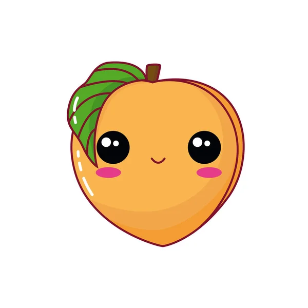 Vector Drawing Peach Kawaii Style Cute Peach Kawaii Style — Stock Vector