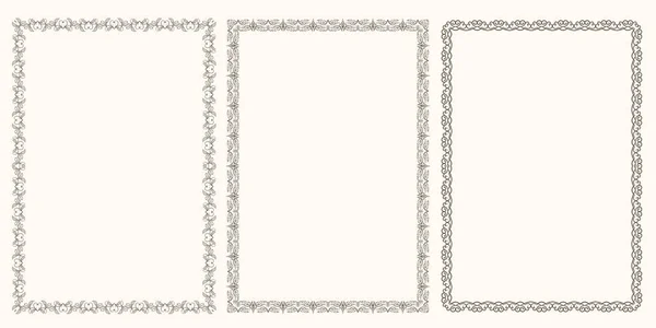 Набір Красивих Декоративних Рам Красиві Рамки Прикрасами Документів Запрошення Весілля — стоковий вектор