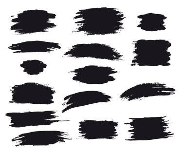 Fırça darbeleri vektör kümesi. Siyah fırça darbeleri.
