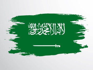 Bir fırçayla çizilmiş Suudi Arabistan bayrağı. Suudi Arabistan 'ın grunge tarzında vektör bayrağı.
