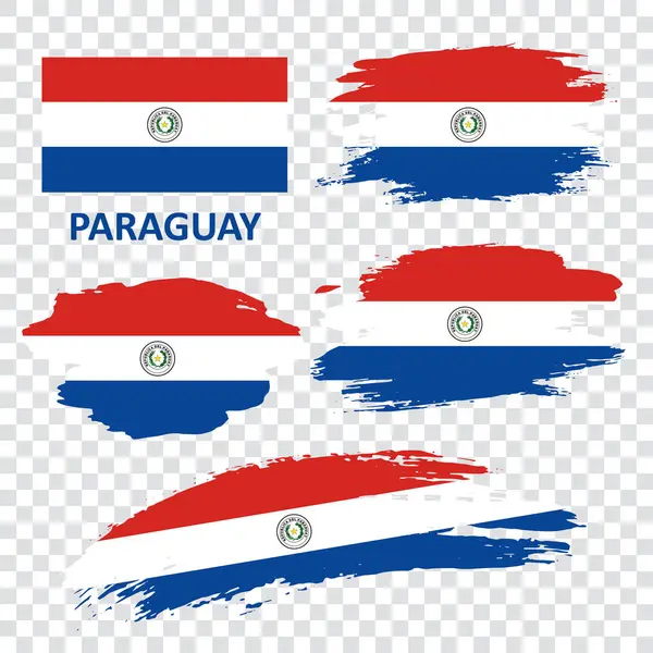 Paraguay 'ın vektör bayrakları. Paraguay bayrağı bir fırçayla çizildi. Grunge tarzında bayrak.