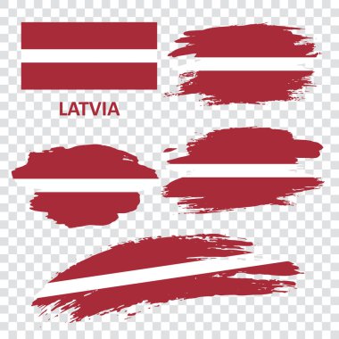Letonya 'nın vektör bayrakları. Letonya bayrağı bir fırçayla çekilir. Grunge tarzında bayrak.