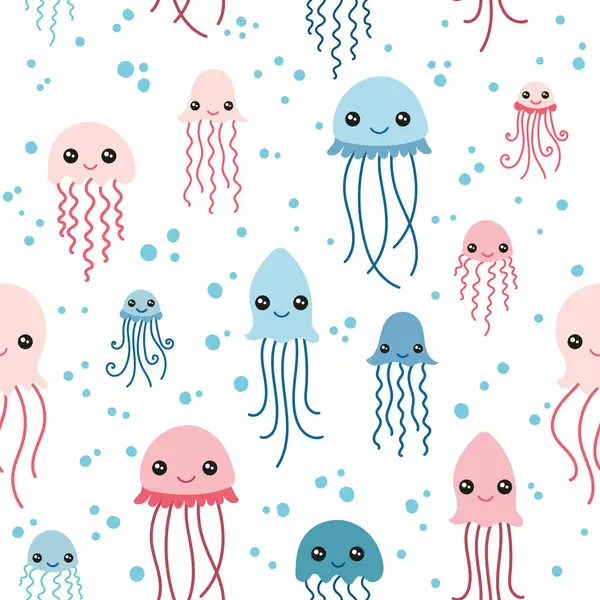 Vzor Roztomilou Medúzou Mořské Pozadí Pro Tkaniny Balicí Papír Pozadí Stock Ilustrace