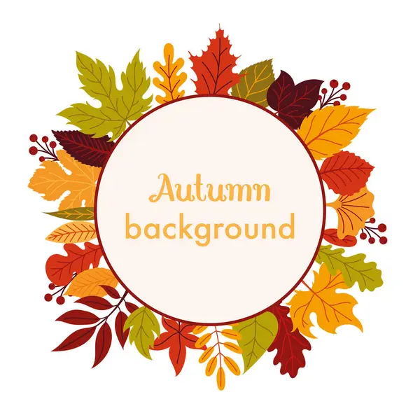 Sonbahar yapraklarından sonbahar tasarımı çerçevesi. Sonbahar yapraklı çelenk. Yuvarlak çerçeve.