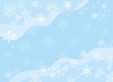 Kar taneleri olan vektör arkaplan. Güzel bir kış geçmişi var. Kartpostallar için arka plan. Kar taneli mavi arkaplan.