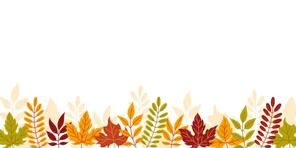 Renkli yapraklı sonbahar sınırı. Yaprak ve dallarla sonbahar arkaplanı.