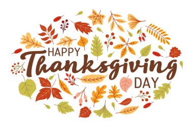 Mutlu Şükran Günleri Sonbahar yapraklı Şükran Günü tebrik kartı..
