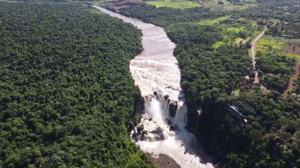 Breathtaking Aerial Panoramic View Saltos Del Monday Paraguay High Quality — Stock Video