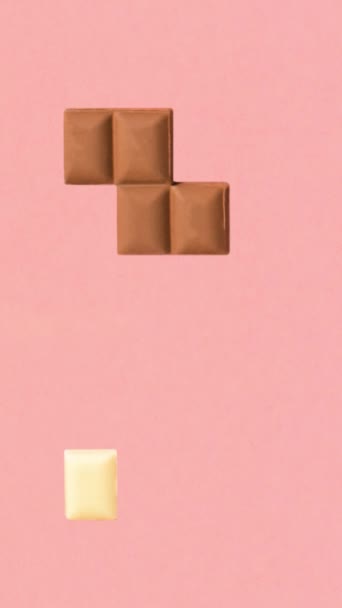 Retro Game Tetris Made Pieces Black White Chocolate Bar Pastel — Stock videók