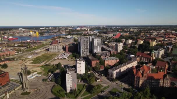 Vue Depuis Drone Sur Canal Portuaire Chantier Naval Gdansk Par — Video