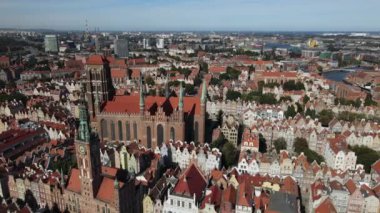 Aerial view of St.Mary's Basilica in Gdansk on a summer,sunny day.