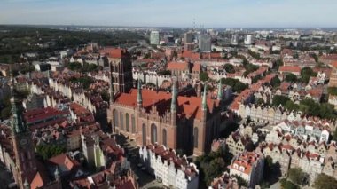 Aerial view of St.Mary's Basilica in Gdansk on a summer,sunny day.
