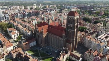 Aerial view of St.Mary's Basilica in Gdansk on a summer,sunny day.