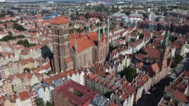 Aerial view of St.Mary's Basilica in Gdansk on a summer,sunny day.