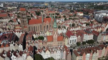 Aerial view of the old town in Gdansk on a summer,sunny day.