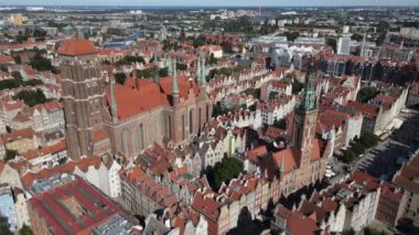 Aerial view of the Main Town Hall in Gdansk on a summer,sunny day.