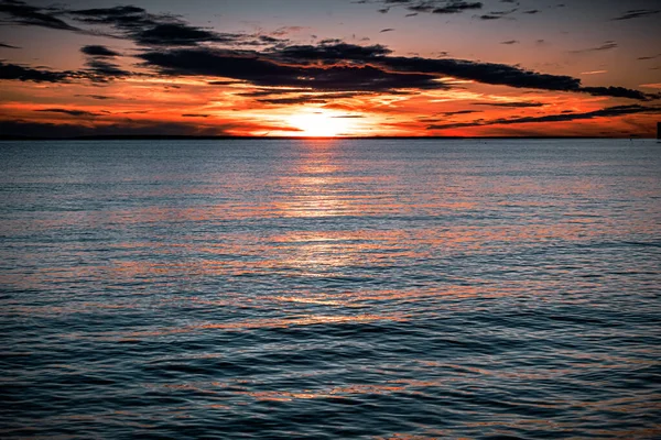 Vista Pôr Sol Tem Praias Península Hel Polónia — Fotografia de Stock