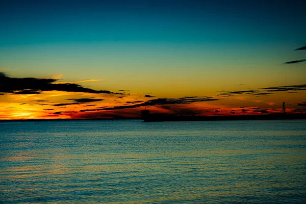 Vista Pôr Sol Tem Praias Península Hel Polónia — Fotografia de Stock