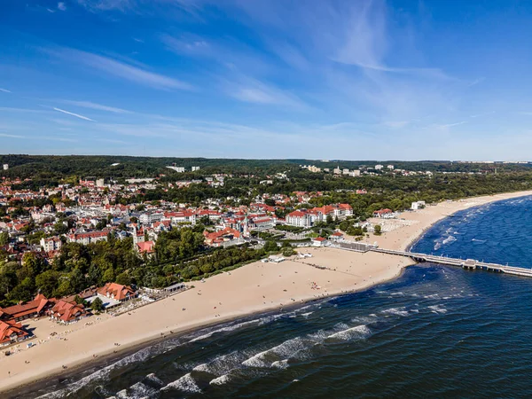 Вид Сопот Беспилотника Балтийском Море — стоковое фото