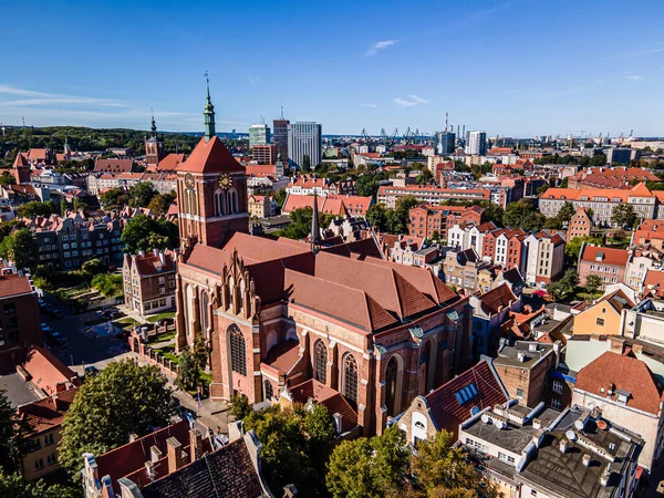 Vista Drone Cidade Velha Gdans Dia Ensolarado Verão — Fotografia de Stock