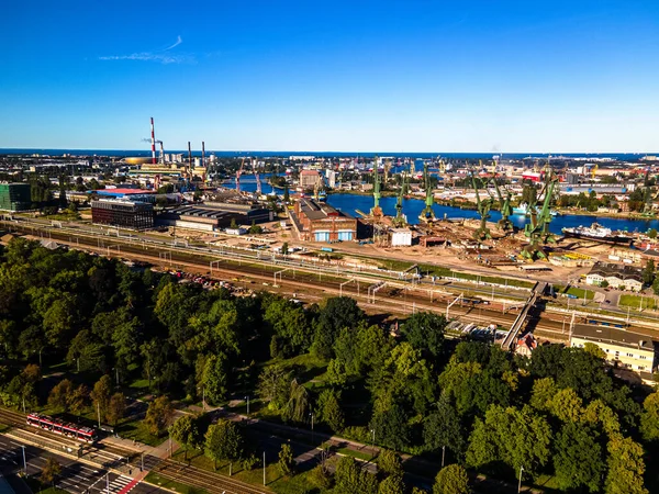 Vista Superior Estaleiro Gdansk Verão Dia Ensolarado — Fotografia de Stock