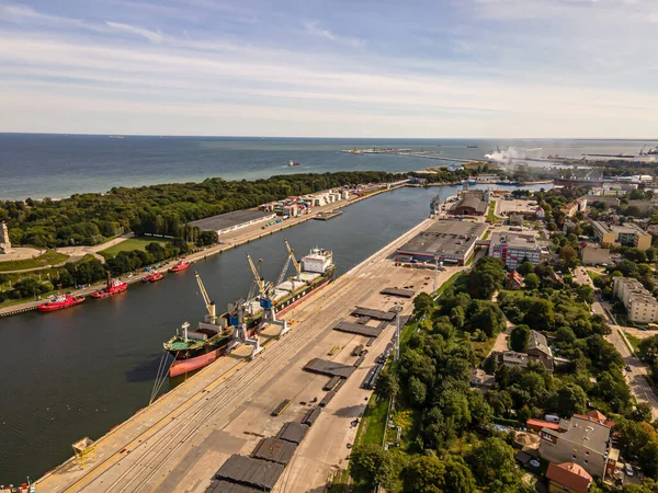 Θέα Από Drone Στο Λιμάνι Κανάλι Του Λιμανιού Στο Γκντανσκ — Φωτογραφία Αρχείου