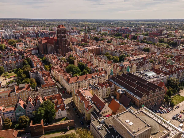 Vista Drone Cidade Velha Gdans Dia Ensolarado Verão — Fotografia de Stock