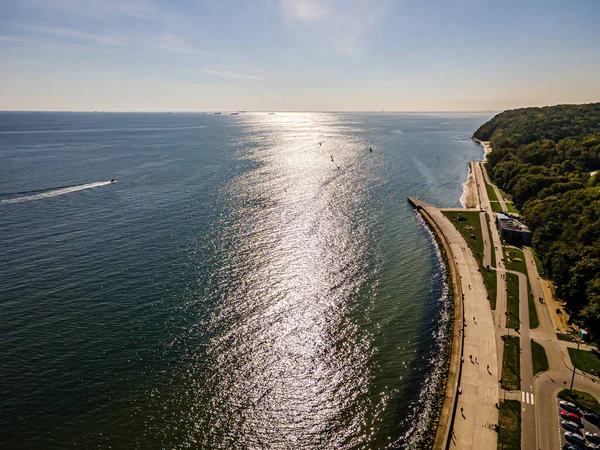 Vista Aérea Del Bulevar Costero Gdynia Día Soleado Verano —  Fotos de Stock