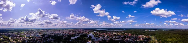 Panorama Cima Sobre Canal Água Cidade Augustow Verão Dia Ensolarado — Fotografia de Stock