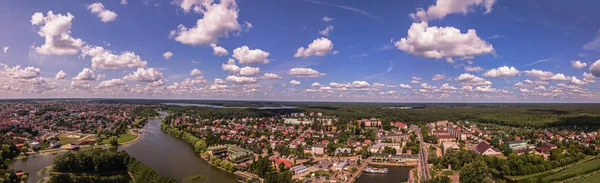 Panorama Cima Sobre Canal Água Cidade Augustow Verão Dia Ensolarado — Fotografia de Stock