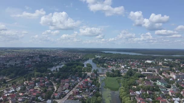 Vista Aérea Del Canal Agua Augustow Día Soleado Verano — Vídeos de Stock