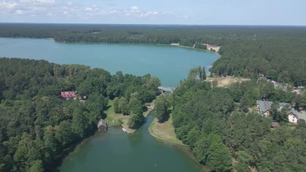 Pohled Shora Jezera Augustowě Spojené Zámky Létě Slunečný Den — Stock video