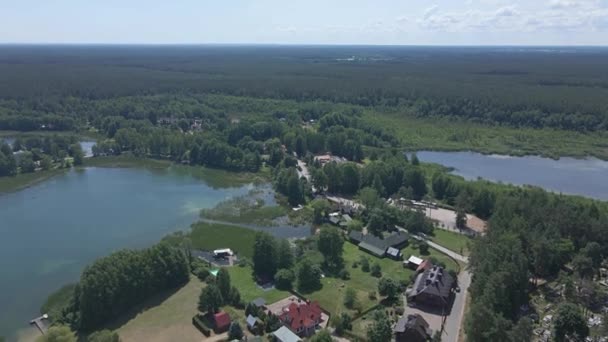 Blick Von Oben Auf Die Durch Schleusen Verbundenen Seen Augustow — Stockvideo