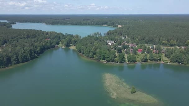 Widok Góry Jezior Augustowie Połączony Zamkami Letni Słoneczny Dzień — Wideo stockowe