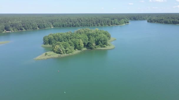 Widok Lotu Ptaka Jeziora Pobliżu Augustowa Letni Słoneczny Dzień — Wideo stockowe