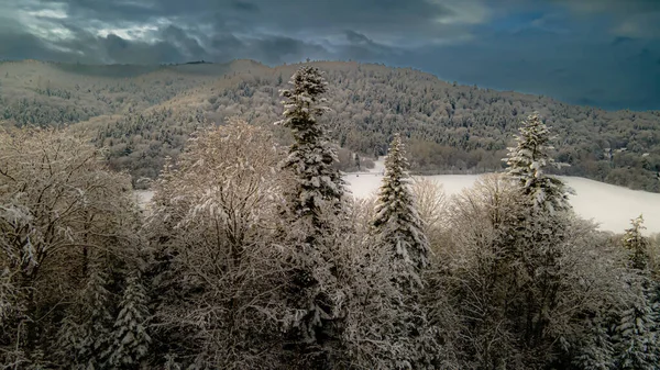 Beskid Sadecki 'deki Poprad Peyzaj Parkı' nın havadan görünüşü..