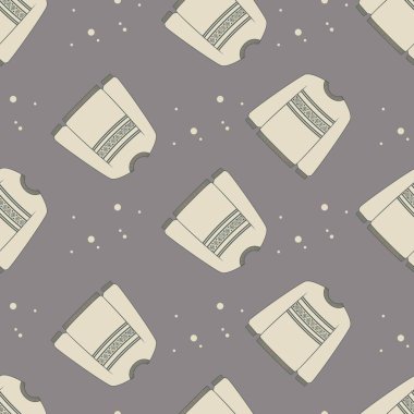 Şirin kazaklarıyla kışın pürüzsüz desen. Vektör illüstrasyonu