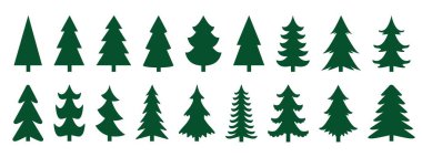 Bir Noel ağacı koleksiyonu şekillenir. Beyaz arkaplanda izole edilmiş vektör illüstrasyonu