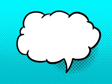 Retro noktalı arka planda elle çizilmiş konuşma balonu. Vektör illüstrasyonu