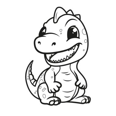 Küçük sevimli mutlu dino. Boyama kitabı için çocuk dinozor. Beyaz arkaplanda izole edilmiş vektör illüstrasyonu