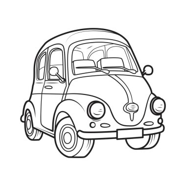 Boyama kitabı için küçük bir retro araba. Vektör illüstrasyonu beyaz arkaplanda izole edildi